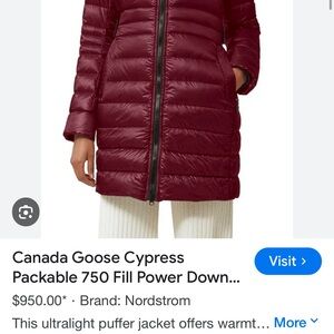 Canada Goose Red Puffer Jacket with Quilted Design